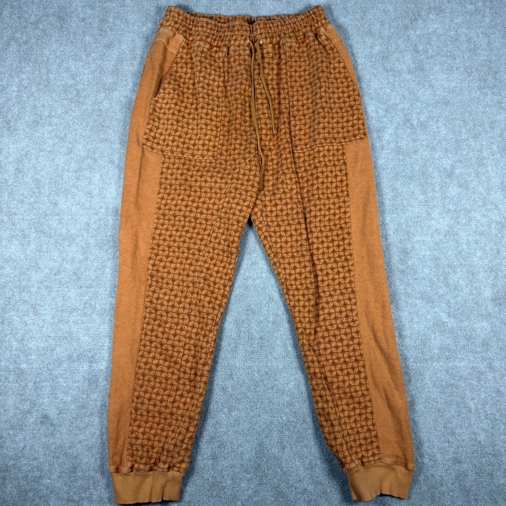 Daily Practice Anthropologie Rust Geometric Organic Cotton Joggers‎ Size Small